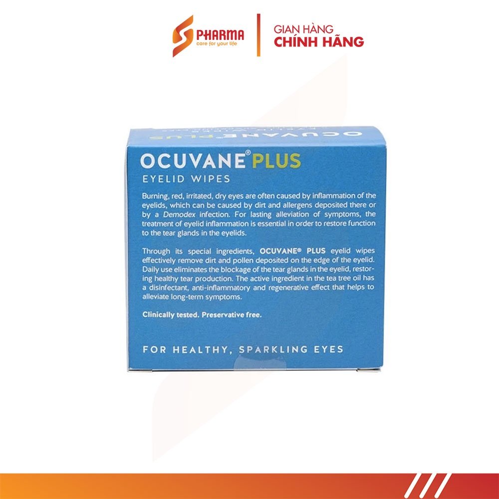 Miếng gạc lau mi mắt OCUVANE PLUS - Hungary - Chuyên dùng ngứa mi, demodex bờ mi