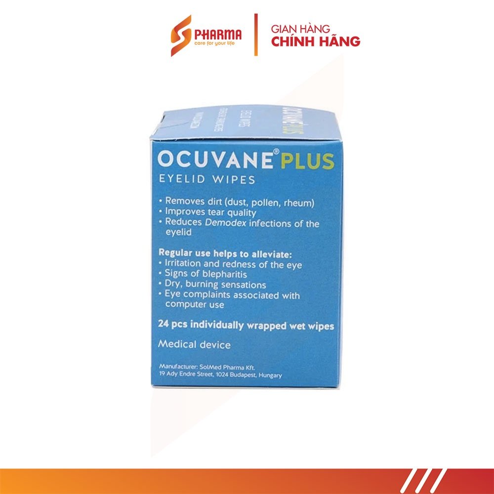 Miếng gạc lau mi mắt OCUVANE PLUS - Hungary - Chuyên dùng ngứa mi, demodex bờ mi