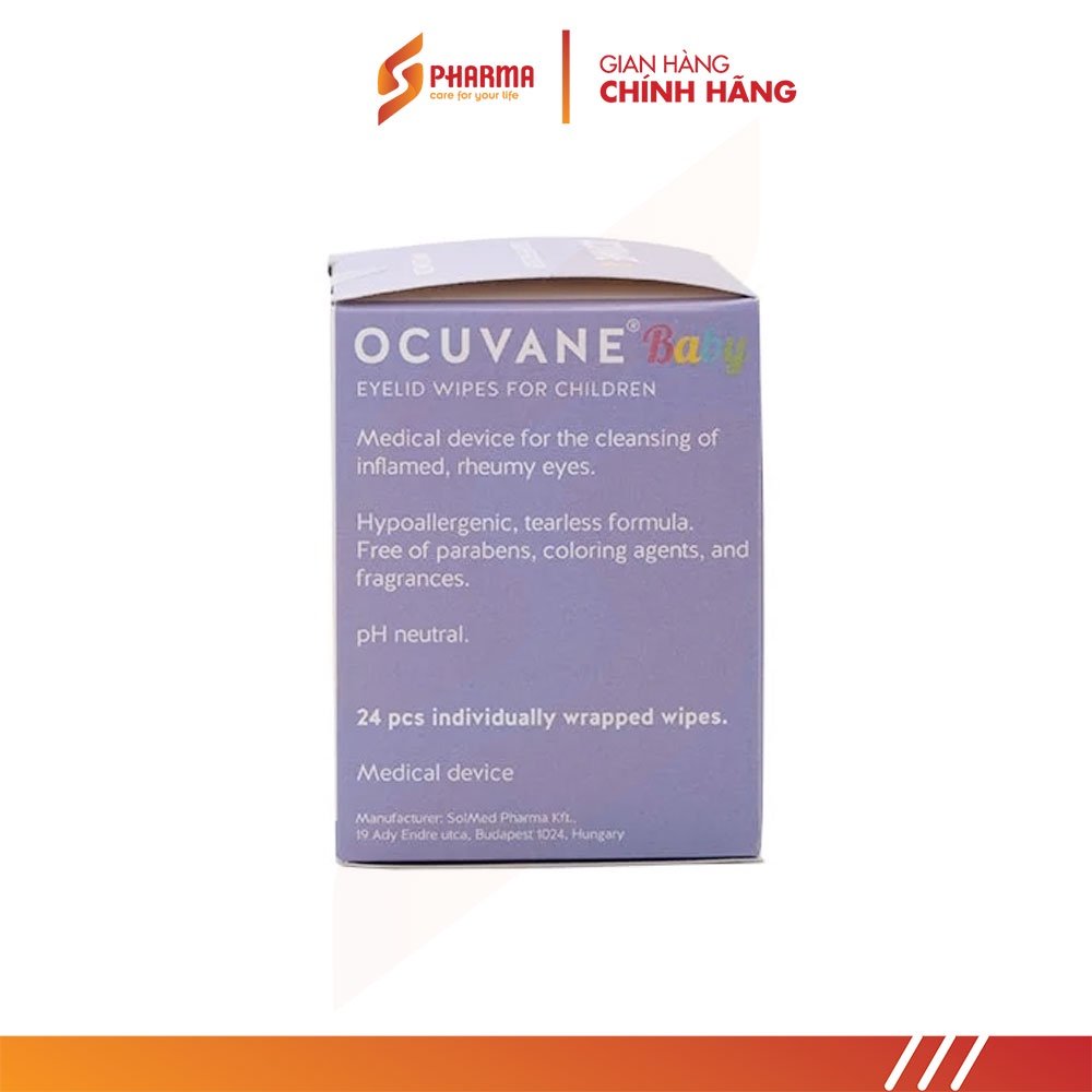 Miếng gạc lau mi mắt trẻ em OCUVANE Baby - Hungary - Dùng được cho trẻ từ 3 tháng tuổi