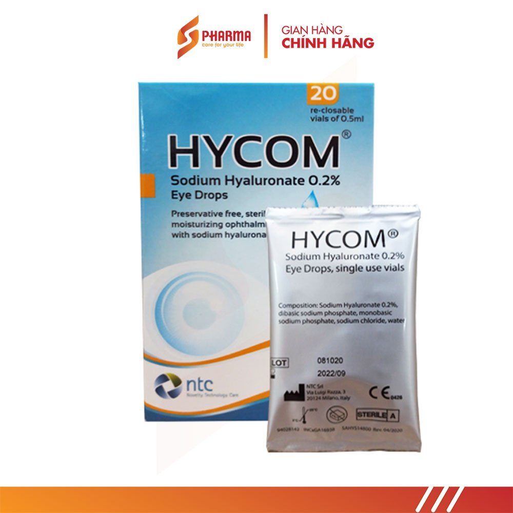 Dung dịch nước mắt nhân tạo đơn liều nhỏ mắt HYCOM 0,2 % - ITALY