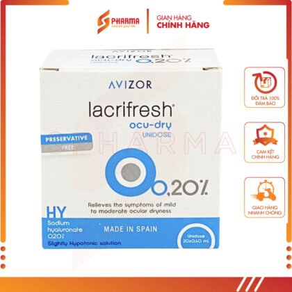 DUNG DỊCH NHỎ MẮT AVIZOR LACRIFRESH OCU-DRY 0.20% – HỖ TRỢ ĐIỀU TRỊ KHÔ MẮT, MỎI MẮT HAY NGỨA MẮT – AVIZOR [TÂY BAN NHA] – 1 HỘP X 20 ỐNG