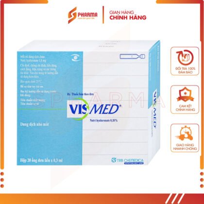DUNG DỊCH NHỎ MẮT VISMED 0.18% – TRỊ KHÔ MẮT– TRB CHEMEDICA [THỤY SĨ] – 1 HỘP x 20 ỐNG