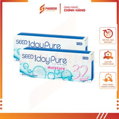 SEED 1DAYPURE MOISTURE (Từ +0.50D tới +8.00D & Từ -12.50D tới -16.00D) – Kính áp tròng 1 ngày không màu – SEED CO. LTD [Nhật Bản] – Hộp x 32 miếng