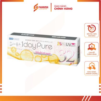 SEED 1DAYPURE MOISTURE MULTISTAGE – Kính áp tròng mềm không màu dùng 1 ngày đa tiêu cự – SEED CO. LTD [Nhật Bản] – Hộp x 32 miếng