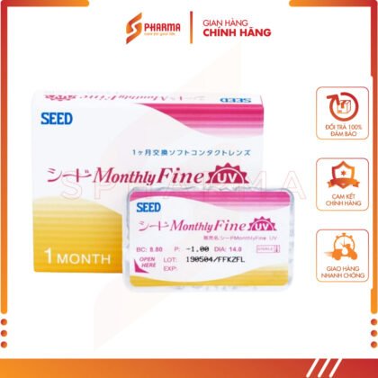 SEED MONTHLY FINE UV - Kính áp tròng mềm không màu dùng trong 1 tháng – SEED CO. LTD [Nhật Bản] – Hộp x 3 miếng