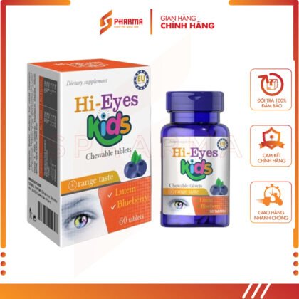 HI-EYES KIDS – Tăng cường thị lực và phòng ngừa cận thị cho trẻ – Hi-Pharma [Ba Lan] – Hộp x 60 viên