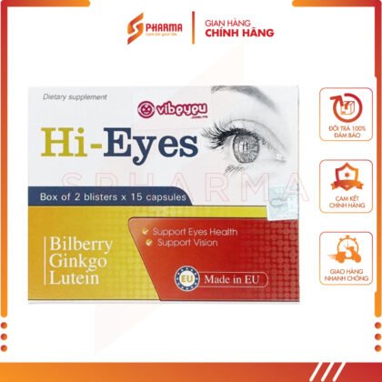 HI-EYES – Tăng cường thị lực và phòng ngừa cận thị – Hi-Pharma [Ba Lan] – 2 vỉ x 15 viên
