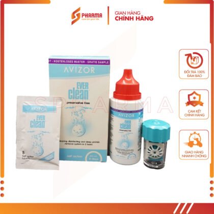 Ever Clean 60ml + 8T - Dung dịch khử trùng, diệt khuẩn, loại bỏ mảng bám protein cho kính áp tròng – Avizor [Tây Ban Nha] – Lọ x 60ml + 8 viên