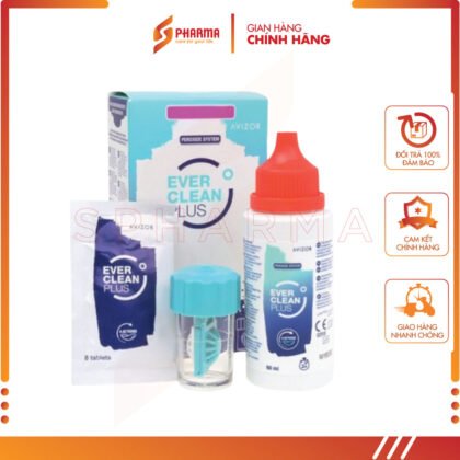 Ever Clean Plus 60ml + 8T - Dung dịch khử trùng, diệt khuẩn, loại bỏ protein và lipid cho kính áp tròng – Avizor [Tây Ban Nha] – Lọ x 60ml + 8 viên
