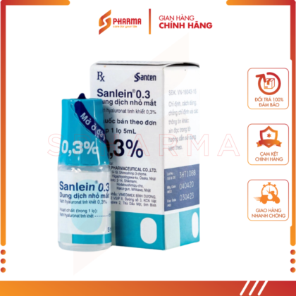 Dung dịch nhỏ mắt Sanlein 0.3% - Hỗ trợ rối loạn biểu mô kết giác mạc – Santen [Nhật Bản] – Lọ x 5ml