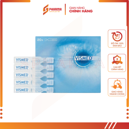 Dung dịch nhỏ mắt Vismed – Giảm khô mắt hoặc tổn thương bề mặt nhãn cầu – TBR Chemedica [Đức] – 20 ống x 0.3ml